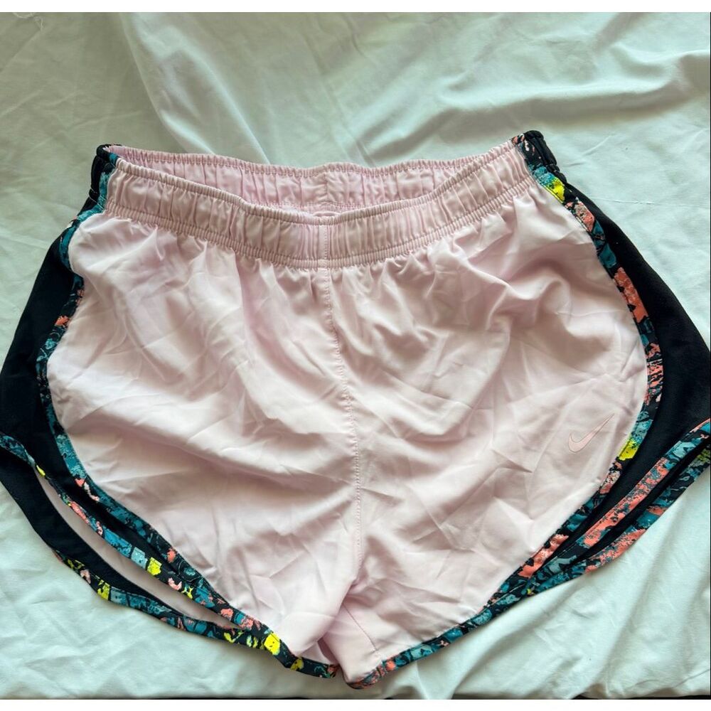 Nike Dri-FIT Tempo Running Shorts Pink Floral Side Border Gym Women's Size M